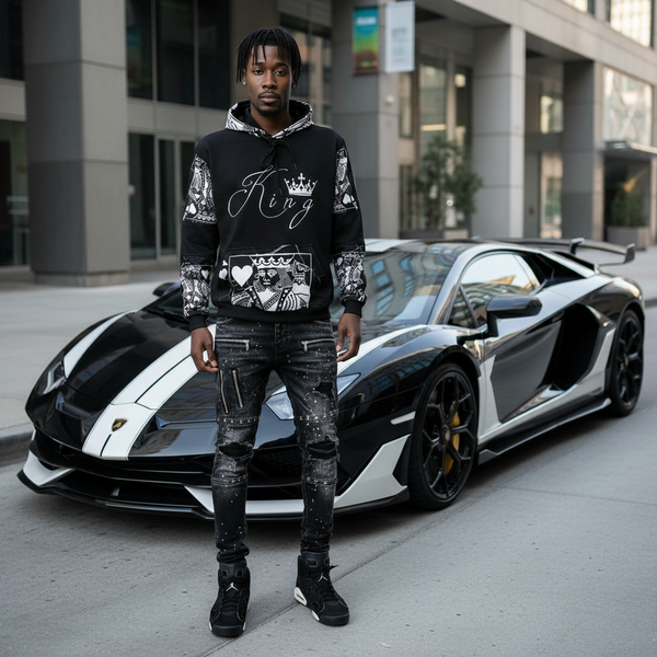 ^KING OF HEARTS^ LUXURY PULLOVER HOODIES LUX (CUT & SEW) (EMBROIDERED LOGO)
