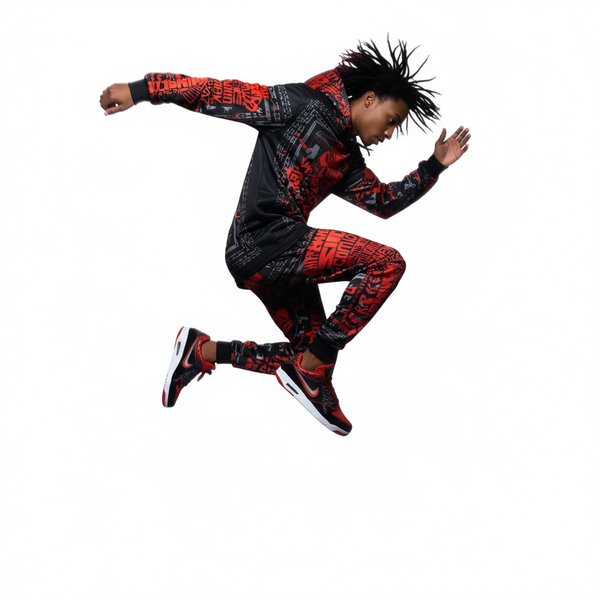 •TRIBE VIBES• (RED-GREY-BLACK) FULL HOODED PULLOVER SWEATSUITS