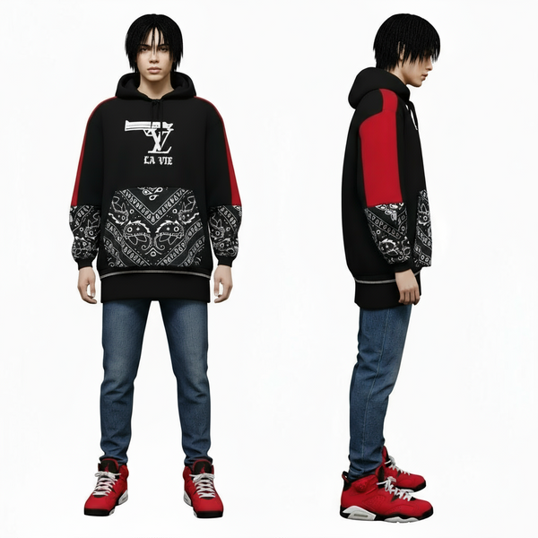 *LA VIE L0U!$* ~CUT & SEW LUXURY PULLOVER HOODIES~ (3 TONE)
