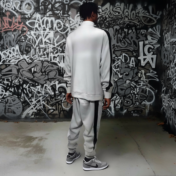 •SEAN JOHN• (GREY-MULTI)  POLYESTER COLLARED ZIP UP TRACKSUITS (XB SIZED)