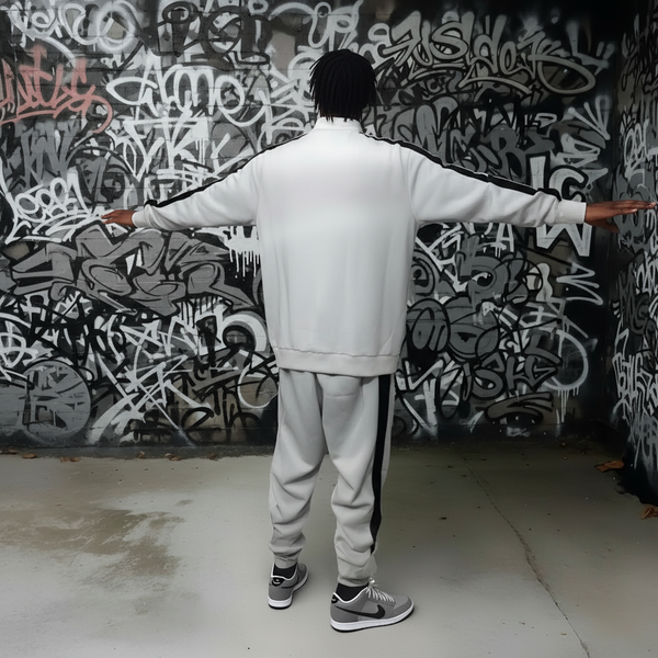 *SEAN JOHN* (GREY-MULTI)  POLYESTER COLLARED ZIP UP TRACKSUITS (XB SIZED)