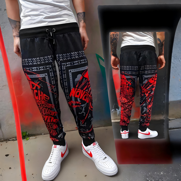 ^TRIBE VIBES^ (RED-GREY-BLACK) JOGGER SWEATPANTS