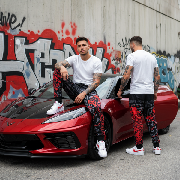 *TRIBE VIBES* (RED-GREY-BLACK) JOGGER SWEATPANTS