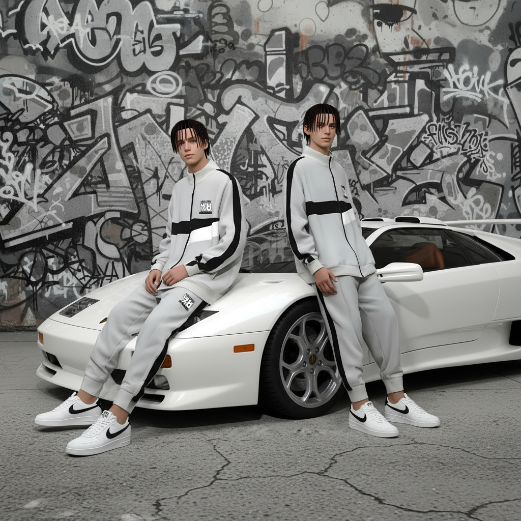 •SEAN JOHN• (GREY-MULTI)  POLYESTER COLLARED ZIP UP TRACKSUITS (XB SIZED)