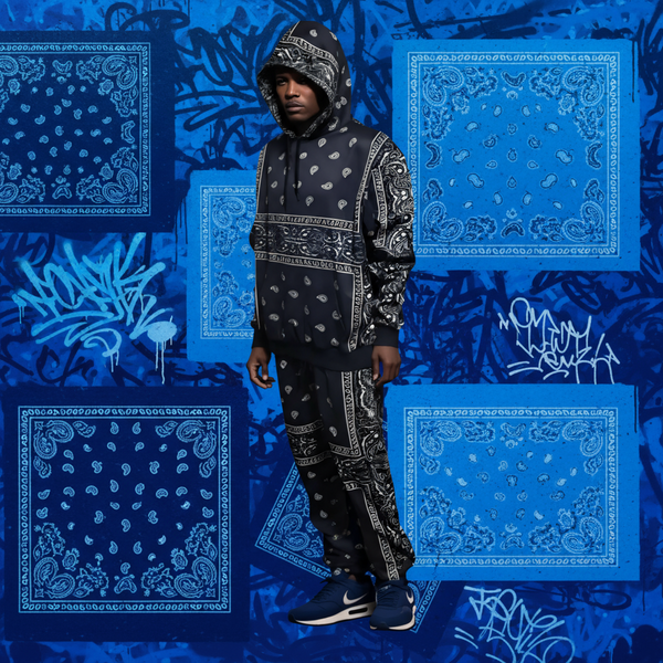 •NAVY BANDANA• JOGGER SWEATSUITS *BLUE PAISLEY* (FLEECY SOFT LINED)