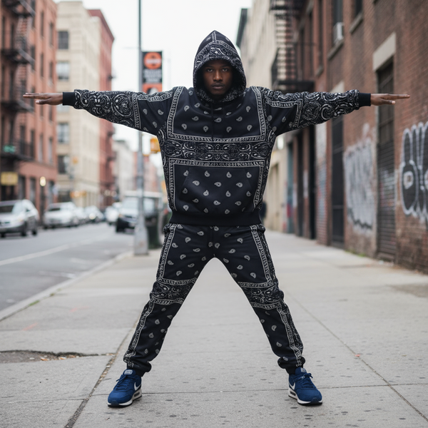 *NAVY BANDANA* JOGGER SWEATSUITS *BLUE PAISLEY* (FLEECY SOFT LINED)