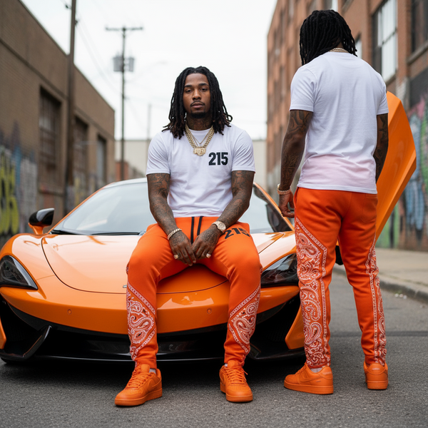 ^ECM^ ~ORANGE BANDANA~ JOGGER SWEATPANTS (FLEECY SOFT LINED)