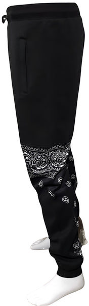 ^OUTFIT KINGS^ LUXURY BLACK BANDANA JOGGER SWEATPANTS (CUT & SEW COLLECTION)