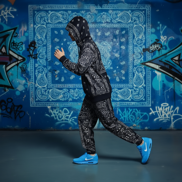 *NAVY BANDANA* JOGGER SWEATSUITS *BLUE PAISLEY* (FLEECY SOFT LINED)