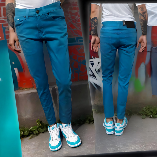 ^VICTORIOUS^ (TURQUOISE) SKINNY JEANS FOR MEN