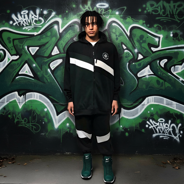 •SEAN JOHN• (GREEN~MULTI) POLYESTER HOODED ZIP UP TRACKSUITS (XB SIZED)