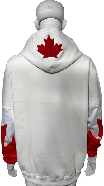 *ALL HEART* World juniors custom Team Canada (WHITE-RED) PULLOVER HOODIES (Cut & Sew / Embroidery)