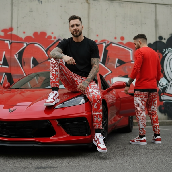 *TRIBE VIBES* (RED-GREY-BLACK-WHITE) JOGGER SWEATPANTS