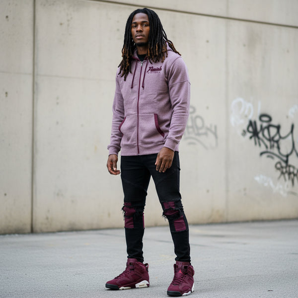*PARISH NATION* LIGHT BURGUNDY BIG & TALL ZIP UP HOODIES (FULL ZIP)