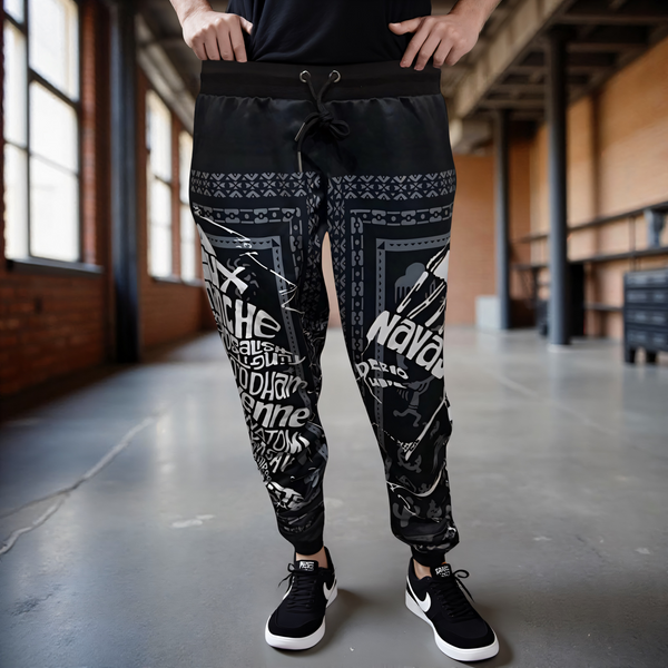 ^TRIBE VIBES^ (BLACK-WHITE-GREY) JOGGER SWEATPANTS