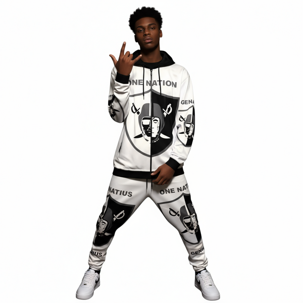 •RAIDERS• ~ONE NATION~ JOGGER SWEATSUITS (FLEECY SOFT LINED)