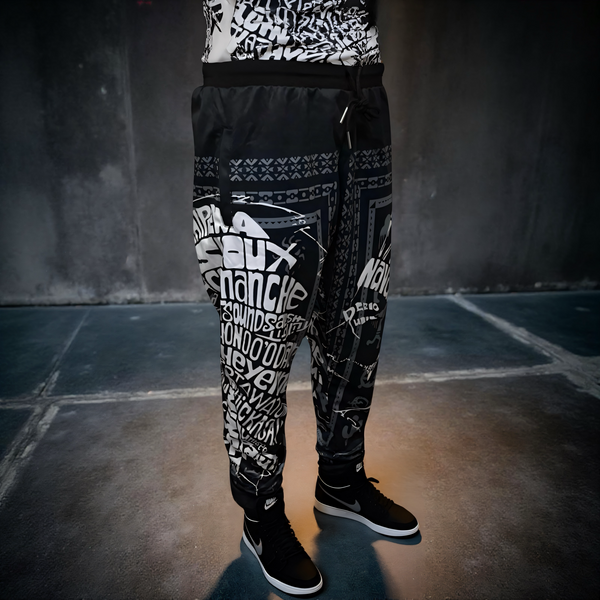 ^TRIBE VIBES^ (BLACK-WHITE-GREY) JOGGER SWEATPANTS