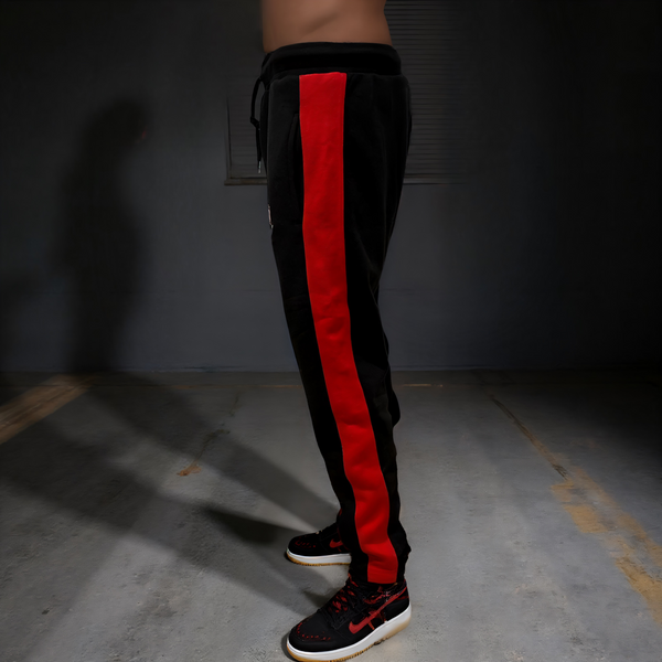 •CHICAGO 23• (BLACK-RED) JOGGER SWEATPANTS (EMBROIDERED)