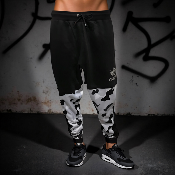 •CHIEFIN’ ADI-FEATHER• (WHITE CAMOUFLAGE) LUXURY JOGGER SWEAT PANTS (CUT & SEW)