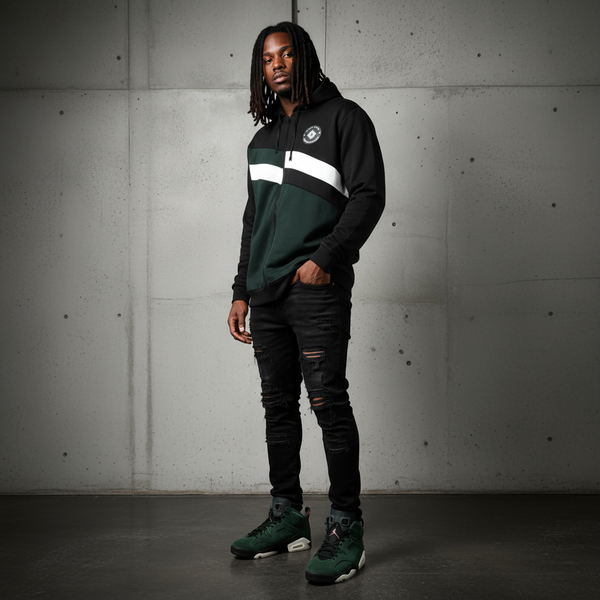 *SEAN JOHN* (GREEN~MULTI) POLYESTER HOODED ZIP UP TRACK JACKETS (XB SIZED)