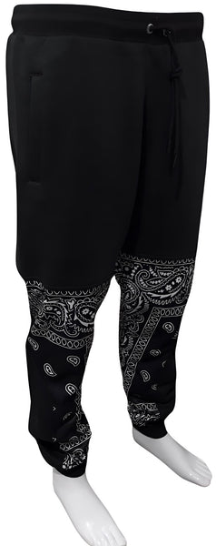 ^OUTFIT KINGS^ LUXURY BLACK BANDANA JOGGER SWEATPANTS (CUT & SEW COLLECTION)