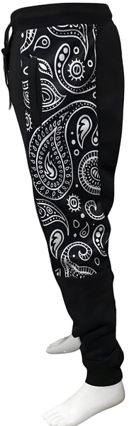 ^OUTFIT KINGS^ LUXURY BLACK BANDANA JOGGER SWEATPANTS (CUT & SEW COLLECTION)