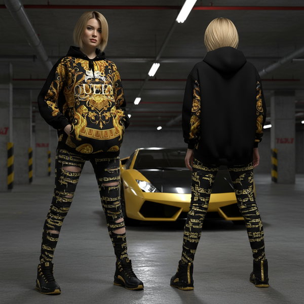 •QUEEN V3R$@C3• LUXURY CUT & SEW PULLOVER HOODIES (UNISEX) (EMBROIDERY)