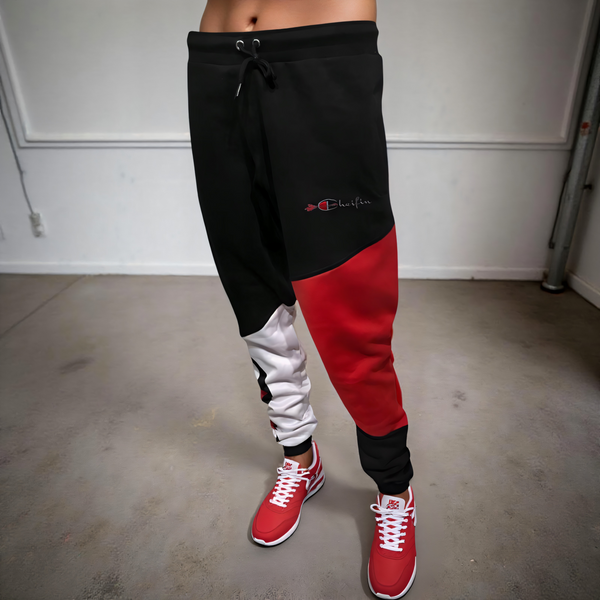 •CHAMPION CHIEF• (RED-MULTI) LUXURY JOGGER SWEATPANTS (CUT & SEW) (EMBROIDERED LOGO)