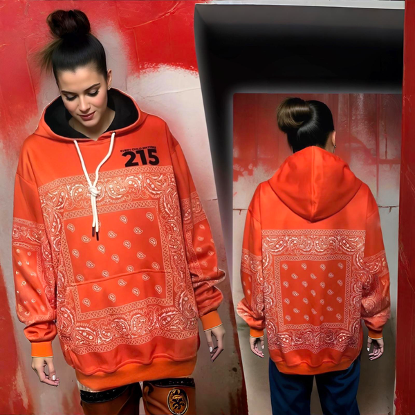 ^ECM^ ORANGE BANDANA PULLOVER HOODIES (FLEECY SOFT LINED)