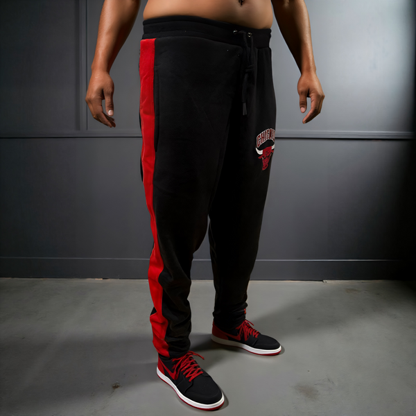 •CHICAGO 23• (BLACK-RED) JOGGER SWEATPANTS (EMBROIDERED)