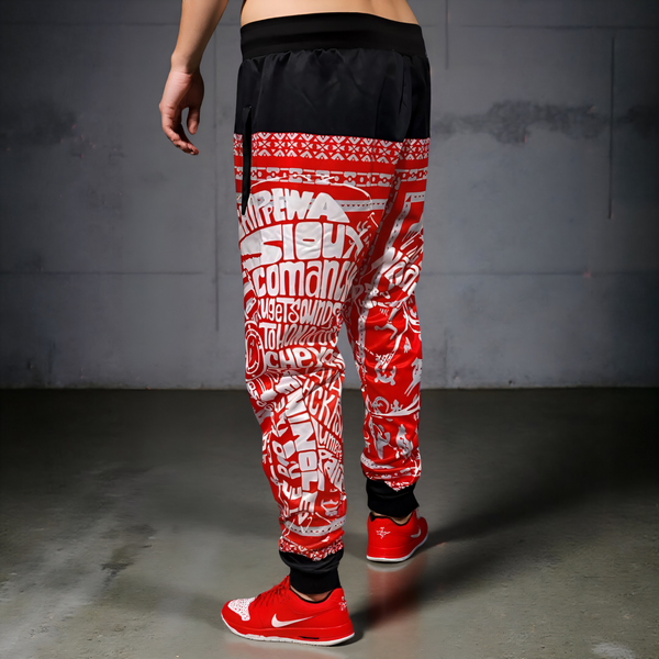 *TRIBE VIBES* (RED-GREY-BLACK-WHITE) JOGGER SWEATPANTS