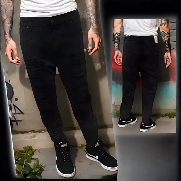 ^SOUTHPOLE^ (BLACK) RIPPED DENIM FOR MEN (38'' x 32'')