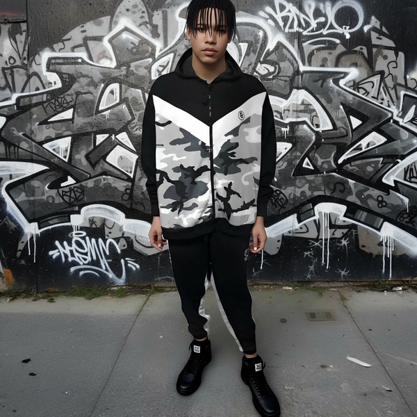 •SEAN JOHN• (CAMOUFLAGE) POLYESTER HOODED ZIP UP TRACKSUITS (XB SIZED)