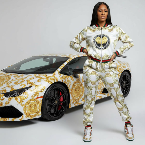 *V3R$@C3 STYLE* (WHITE-MULTI) ~LIGHTWEIGHT~ ZIP UP TRACKSUITS FOR WOMEN