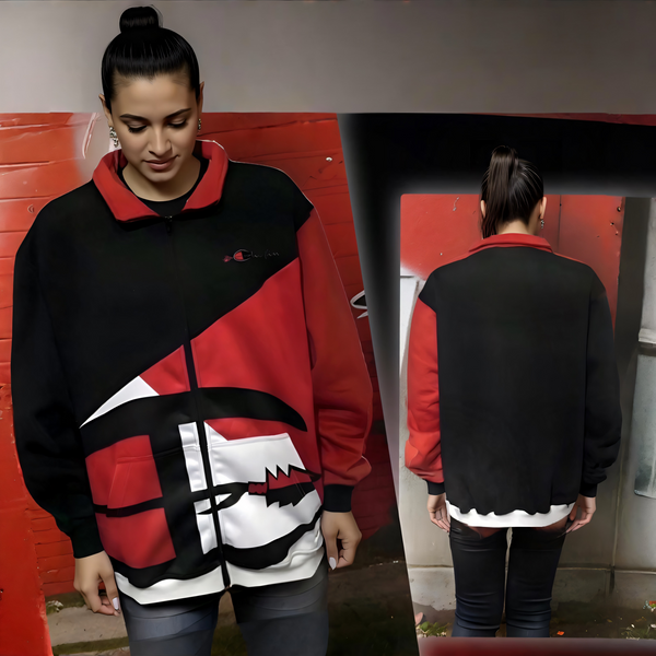 •CHAMPION CHIEF• (RED-MULTI) LUXURY ZIP UP TRACK JACKETS (CUT & SEW) (EMBROIDERED LOGO)