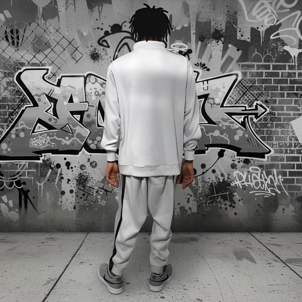 •SEAN JOHN• (GREY-MULTI)  POLYESTER COLLARED ZIP UP TRACKSUITS (XB SIZED)