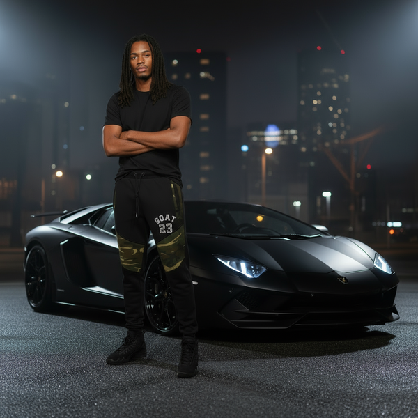 *23 GOAT* •CAMOUFLAGE LUXURY JOGGER SWEATS• (CUT & SEW) (EMBROIDERED LOGO)