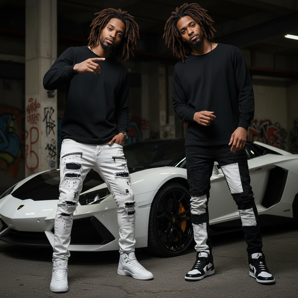 *AKADEMIKS* (BLACK) FANCY LONG SLEEVE TEE