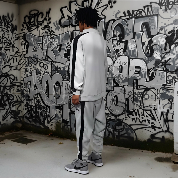 •SEAN JOHN• (GREY-MULTI)  POLYESTER COLLARED ZIP UP TRACKSUITS (XB SIZED)