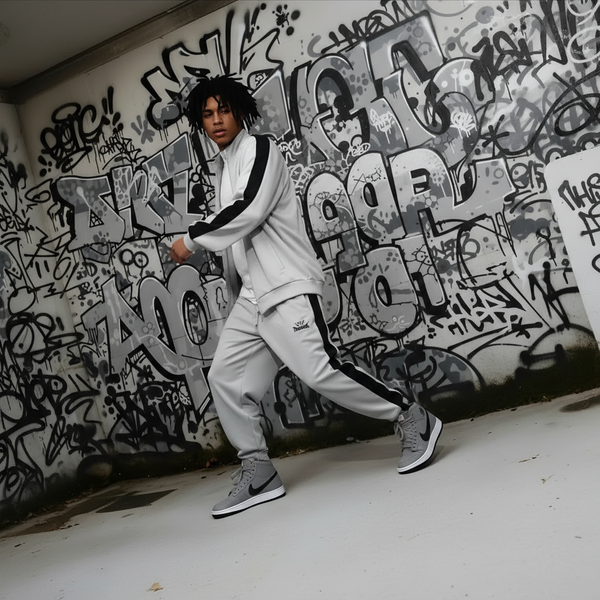 *SEAN JOHN* (GREY-MULTI)  POLYESTER COLLARED ZIP UP TRACKSUITS (XB SIZED)