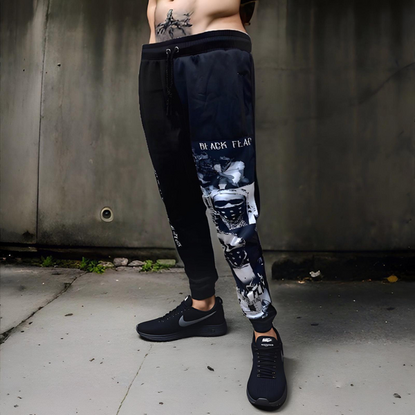 ^BLACK FLAG^ (BLACK) ~CREW POSSE~ EMBROIDERED JOGGER SWEATPANTS (CUT & SEW)