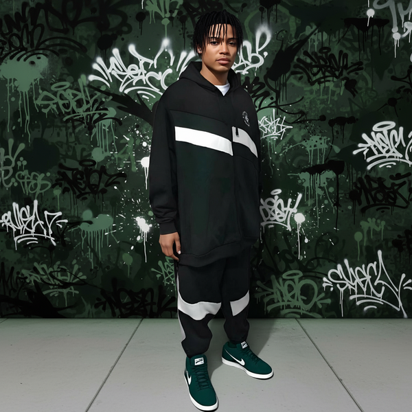•SEAN JOHN• (GREEN~MULTI) POLYESTER HOODED ZIP UP TRACKSUITS (XB SIZED)