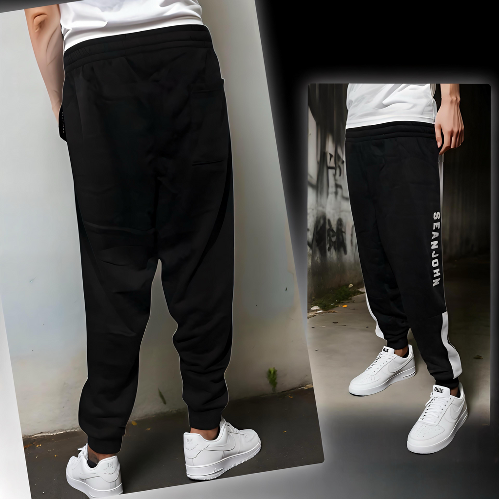 ^SEAN JOHN^ (BLACK) POLYESTER JOGGER SWEATPANTS (XB SIZED)