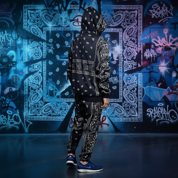 •NAVY BANDANA• JOGGER SWEATSUITS *BLUE PAISLEY* (FLEECY SOFT LINED)