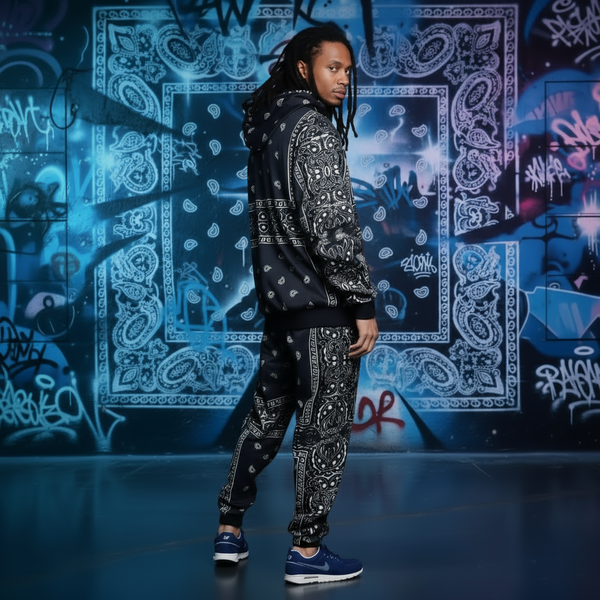*NAVY BANDANA* JOGGER SWEATSUITS *BLUE PAISLEY* (FLEECY SOFT LINED)