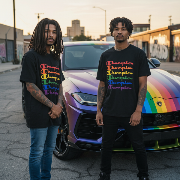 *CHAMPION ATHLETICS* (BLACK) •SHORT SLEEVE T-SHIRT• (TALL SIZES)