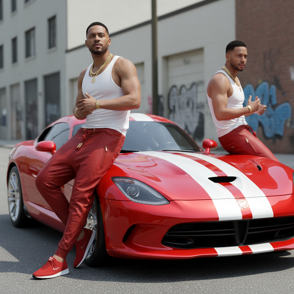 *WELL ESTABLISHED* (RED PLEATHER) •JOGGER PANTS•