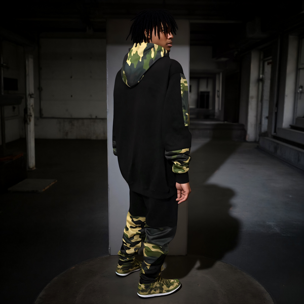 •CHIEFIN’ ADI-FEATHER• (GREEN CAMOUFLAGE) LUX HOODED ZIP UP TRACKSUITS (CUT & SEW)