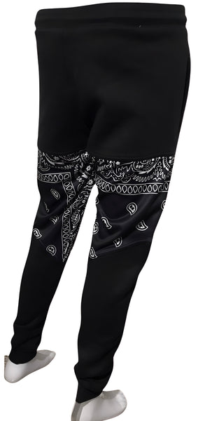 ^OUTFIT KINGS^ LUXURY BLACK BANDANA JOGGER SWEATPANTS (CUT & SEW COLLECTION)