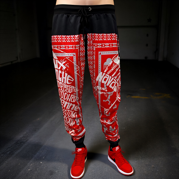 *TRIBE VIBES* (RED-GREY-BLACK-WHITE) JOGGER SWEATPANTS